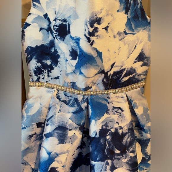 Beautiful Blue & Floral Formal Dress - Picture 3 of 4